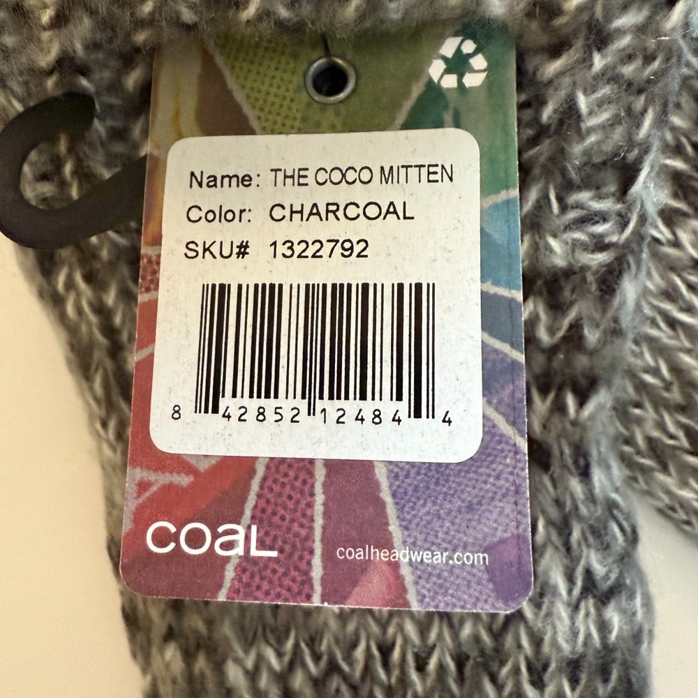 NEW! Coal Headwear THE COCO MITTENS Womens Lined Acrylic Mitts Charcoal NWT - Picture 3 of 5